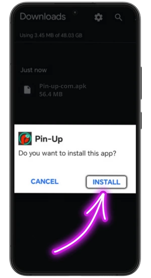 Pin Up Install the APK file