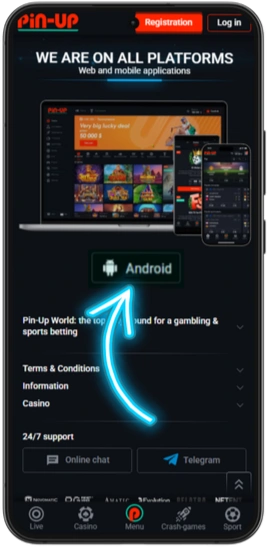 Pin-Up Android download screen